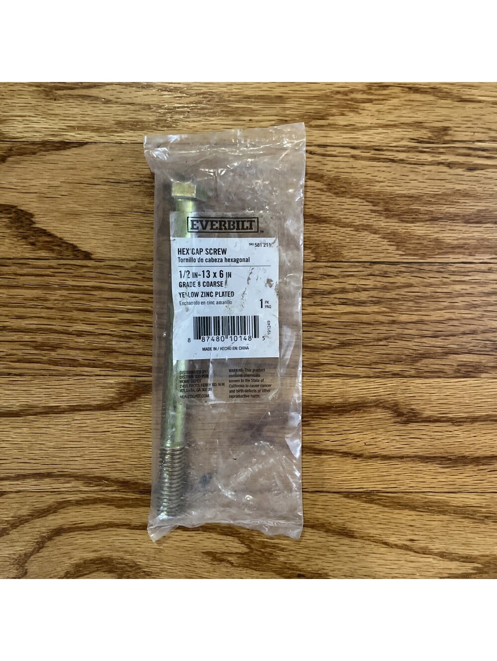Everbilt 1/2 in.-13 tpi x 6 in. Zinc-Plated Grade 8 Hex Bolt